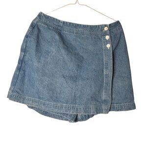 Vintage Hunt Club Blue Denim Skort Wrap Style with Button Detail Size 14